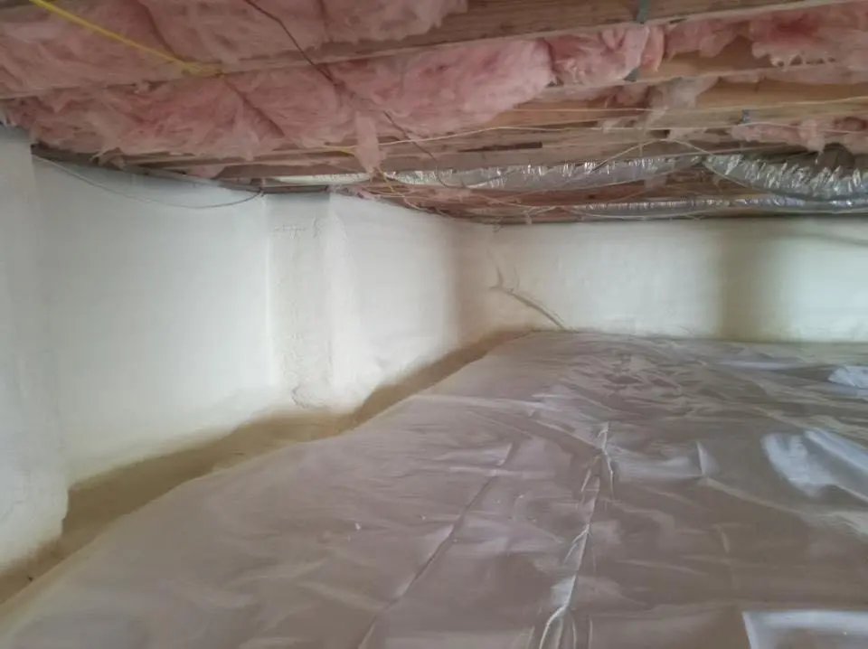Crawl space encapsulation with closed-cell spray foam for Roof Leak Repair in St. Martin